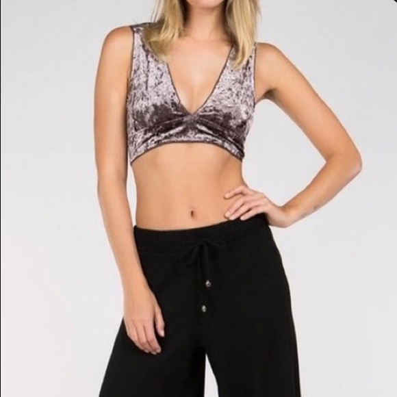 POL Other - POL Beige Crushed Velvet Open Back Bra Top sz 6